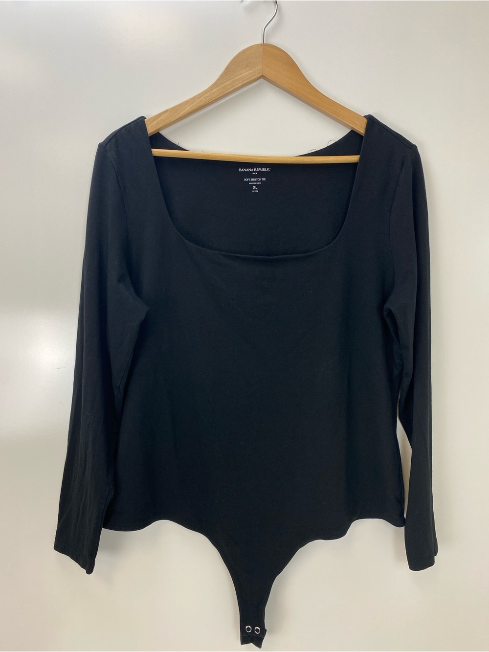 Banana Republic Black Long-Sleeve Square Neck Bodysuit